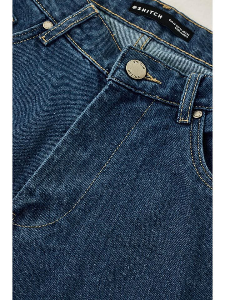 Mens Blue Denim Relaxed Casual Cargo Pant Snitch - Image 4
