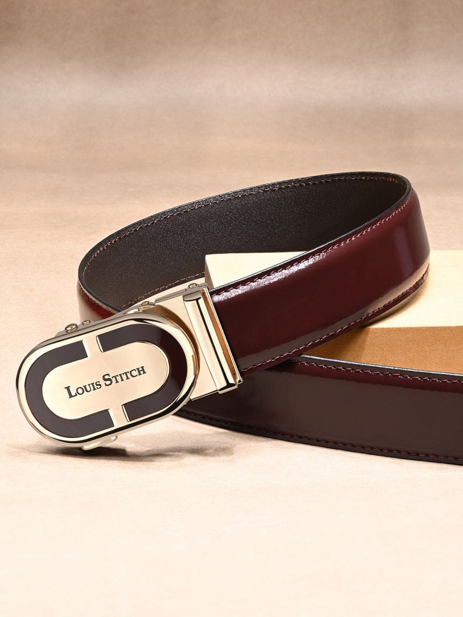 Premium VT Leather Men's Auto Lock Belt Golden Buckle Belt for Men - Image 5
