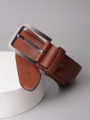 Men Brown Textured Leather Belt
