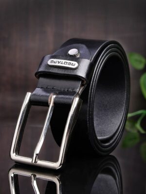 Men Black Solid Formal Leather Belt