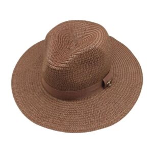 The Tie Hub Brown Wide Brim Panama Straw Unisex Hats