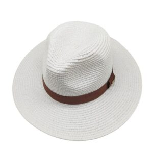The Tie Hub White Wide Brim Panama Straw Unisex Hats